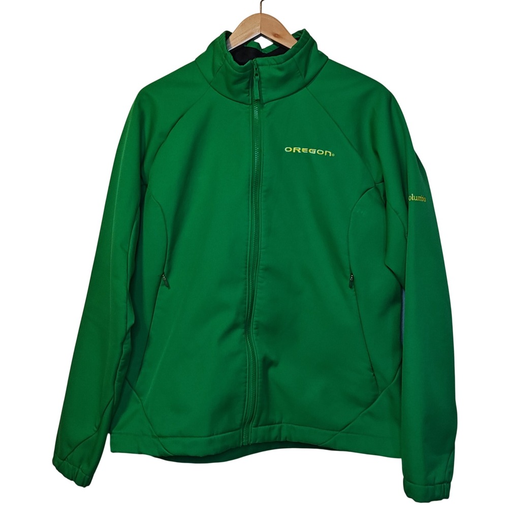 Columbia‎ Oregon Ducks Softshell Jacket Womens XL Green Full Zip Fleece Lined
